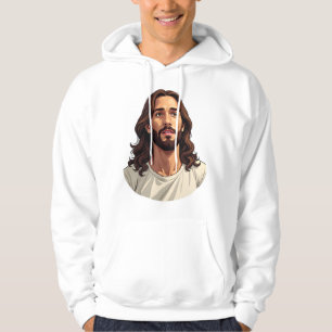 Veste À Capuche Jesus Mercy Face Vintage Blanc Tee gravé 2