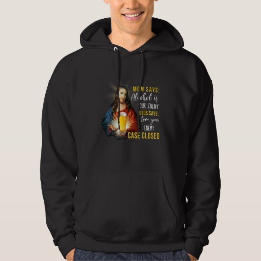 Veste À Capuche Jésus résolvant un problème à propos d'alcool Affa (Devant)