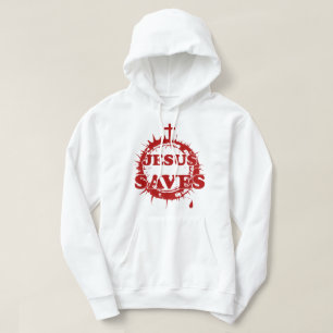 Veste À Capuche Jésus sauve avec la Croix et la Couronne d'épines