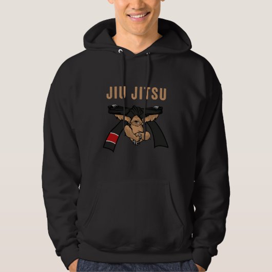 Veste À Capuche Jiu Jitsu Bjj Sloth Jiu Jitsu Ceinture Noire Avec  (Devant)