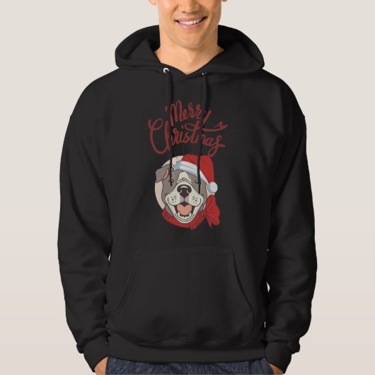 Veste À Capuche Joli Pitbull Avec Ruban Rouge Et Joyeux Chapeau De (Devant)