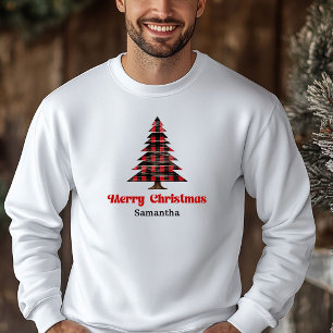 Veste À Capuche Joli pull de Noël en tartan avec nom personnalisé