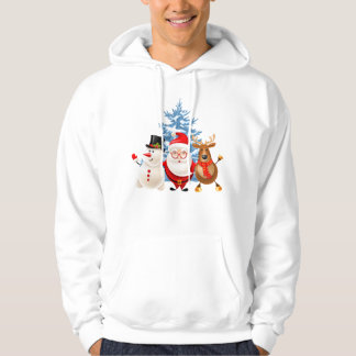 Veste À Capuche Joli trio de Père Noël, bonhomme de neige et renne