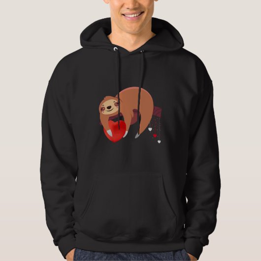 Veste À Capuche Jolie Lazy Sloth Holt Heart Love Sloth Valentine (Devant)