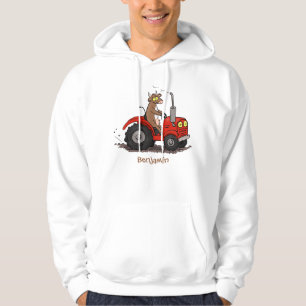 Veste À Capuche Jolie vache heureuse conduisant un dessin animé de