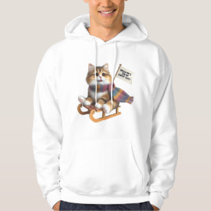 Veste À Capuche Jour de neige avec un chaton duveteux sur un traîn