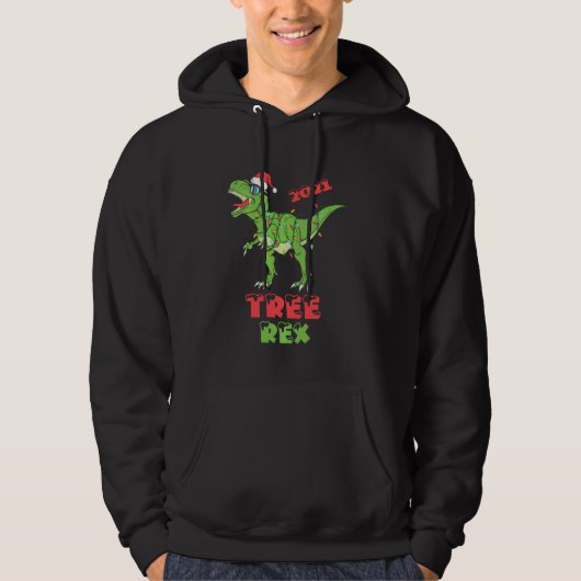 Veste À Capuche Jour de Noël Dinosaure Arbre Rex Pajamas Drôle Noë (Devant)