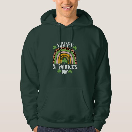 Veste À Capuche Joyeuse Fête Saint Patrick Arc-en-ciel Trèfle (Devant)