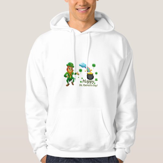 Veste À Capuche Joyeuse Saint-Patrick Leprechaun Arc-en-ciel (Devant)