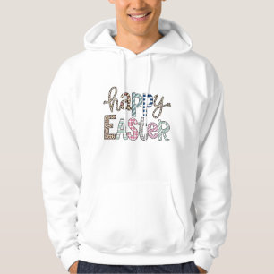 Veste À Capuche Joyeuses Pâques Lapin Floral Mignon Printemps Léop