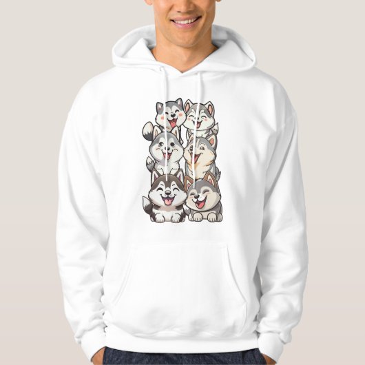 Veste À Capuche Joyeux choux huskies sibériens (Devant)