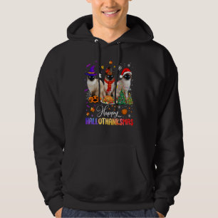 Veste À Capuche Joyeux Hallothanksmas Chat Siamese Halloween Thank
