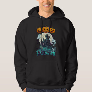 Veste À Capuche Joyeux Halloween Château Hanté Citrouilles Fantôme