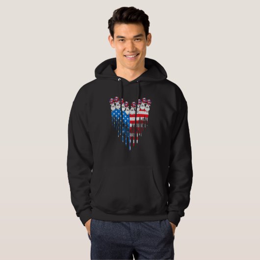 Veste À Capuche Joyeux Jour de l'Indépendance Fierté Drapeau Améri (Devant entier)
