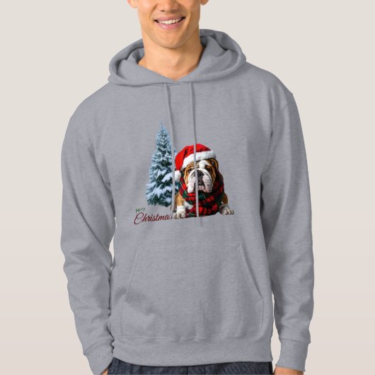Veste À Capuche Joyeux Noël Bouledogue (Devant)