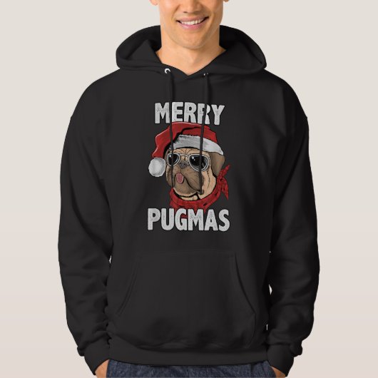 Veste À Capuche Joyeux Pugmas drôle Carlin de Noël Santa Hat Chien (Devant)