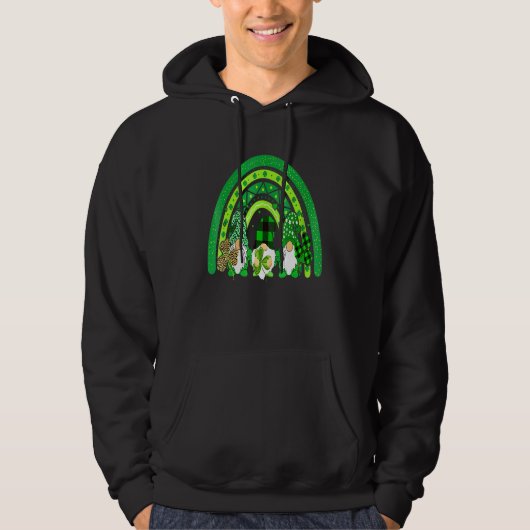 Veste À Capuche Joyeux St Patrick S Jour Gnomes Rainbow Lucky Clov (Devant)