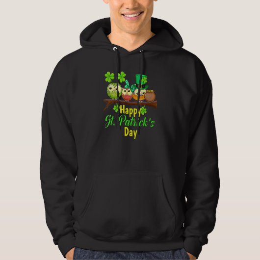 Veste À Capuche Joyeux St Patrick's Day Cute Owls (Devant)