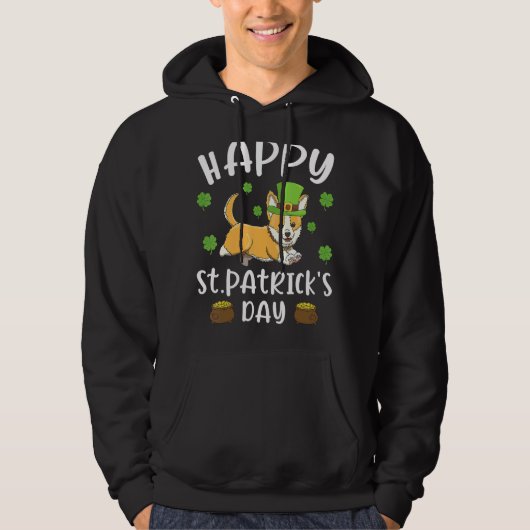 Veste À Capuche Joyeux St Patrick's Day Funy Saint Patricks Corgi  (Devant)