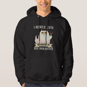 Veste À Capuche J'Secourt Chat Des Abris Et Vin Des Bouteilles K