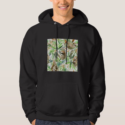 Veste À Capuche Jungle Sloth Sur Vert (Devant)