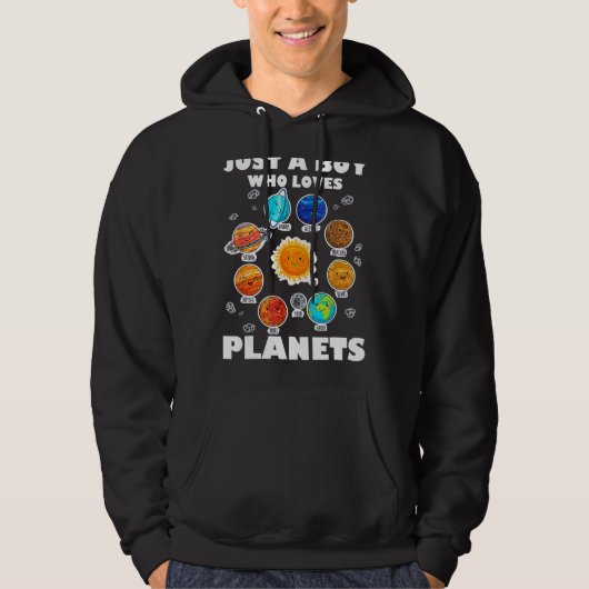 Veste À Capuche Juste un garçon qui aime les planètes et l'espace (Devant)