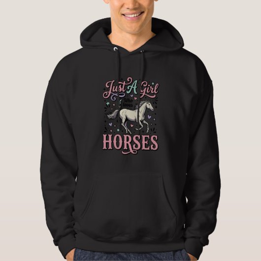 Veste À Capuche Juste Une Fille Qui Aime Les Chevaux Design Vector (Devant)