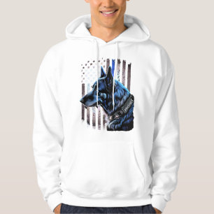 Veste À Capuche K9 Berger Allemand Police Chien Mince Ligne Bleue 