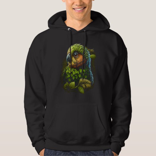 Veste À Capuche Kakapo Artistic Parrot New Zealand (Devant)