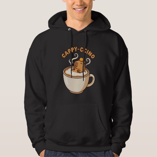 Veste À Capuche Kawaii Capybara Cappuccino Tee Cappy-ccino Coffee  (Devant)