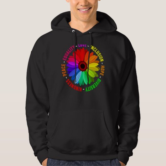 Veste À Capuche Kindness Peace Equality Love Inclusion Hope Divers (Devant)