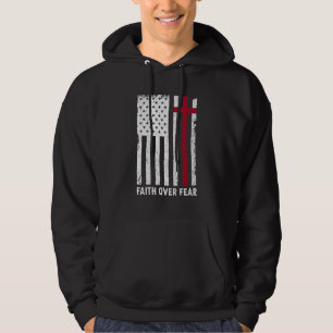Veste À Capuche La foi sur vos peurs Christian Cross American Usa