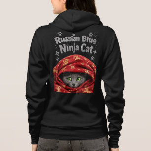 Veste À Capuche La Furtive et Empesée : Chat Ninja Bleu Russe