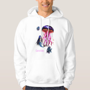 Veste À Capuche La mignonne sirène regarde la belle méduse