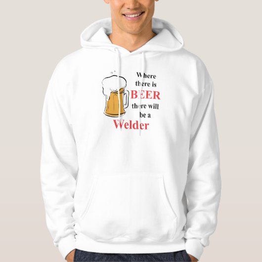 Veste À Capuche Là où il y a bière - soudeuse (Devant)