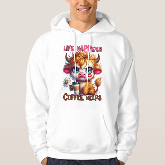 Veste À Capuche La vie arrive, le café aide (Devant)