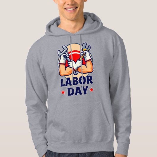 Veste À Capuche Labor Day Strong Worker Hands Illustration (Devant)
