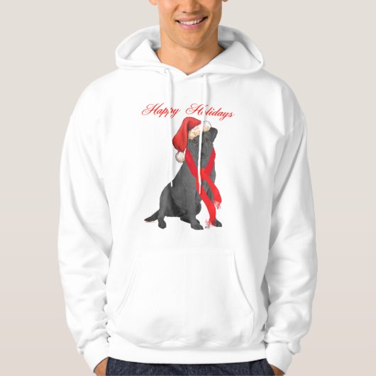 Veste À Capuche Labrador Retriever noir de Noël (Devant)