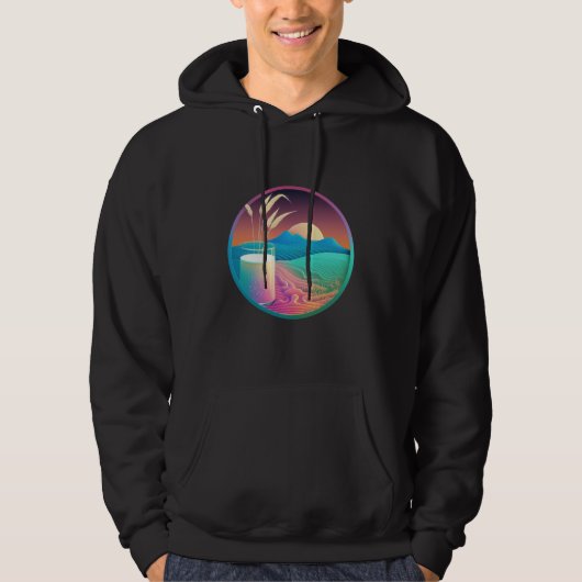 Veste À Capuche Lait de riz Synthwave 80s Esthétique Rétrowave (Devant)