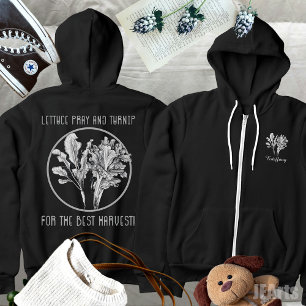 Veste À Capuche Laitue Priez et Plantes de Navet Jardinage Drôle