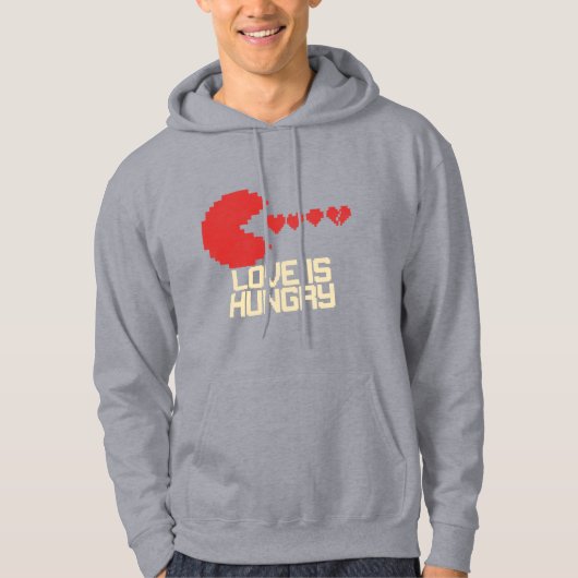 Veste À Capuche L'Amour a Faim – Cœurs Rétro en Pixel (Devant)