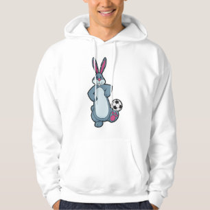 Veste À Capuche Lapin comme joueur de football avec balle de footb