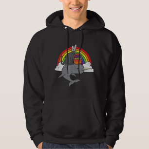 Veste À Capuche Lapin De Chat Noir De Pâques Sur Narwhal Rainbow B