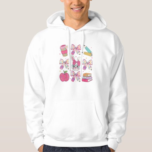 Veste À Capuche Lapin Drôle Coquette Nœud Lapin Enseignant Pâques (Devant)