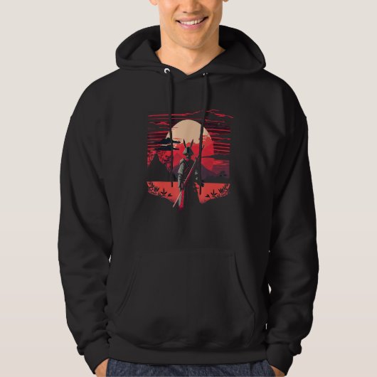 Veste À Capuche Lapin noir lapin Samurai Guerrier Katana Japonais (Devant)