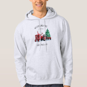 Veste À Capuche L'arbre de Noël vintage rouge de tracteur ajouten