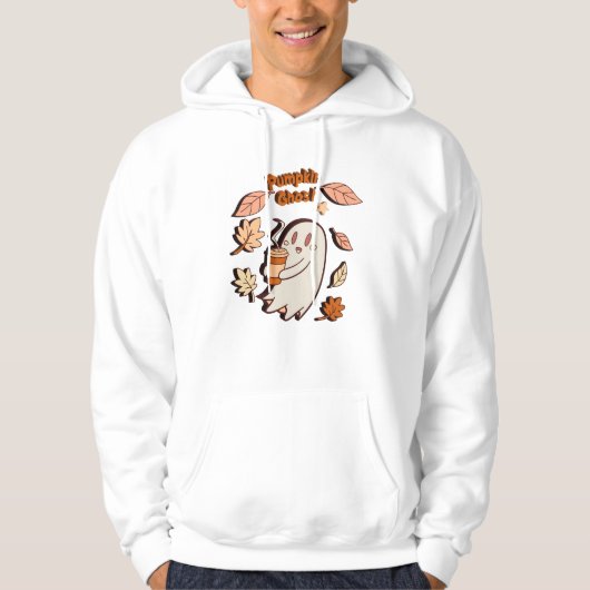 Veste À Capuche Latte d'automne du citrouille Ghost (Devant)