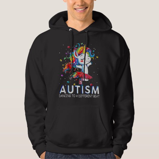 Veste À Capuche L'autisme danse sur un rythme différent Licorne (Devant)