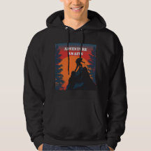 L'aventure Attend Silhouette de Montagne Coucher d