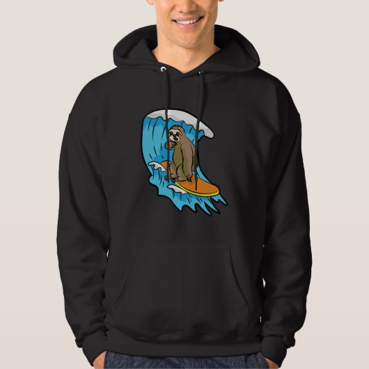 Veste À Capuche Lazy Surfing Sloth Surfboard Wave Riding (Devant)
